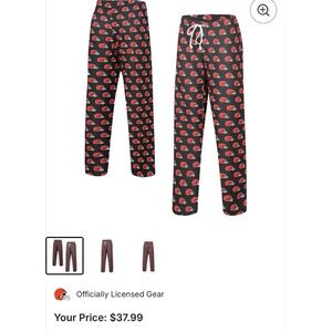 Cleveland Browns Women’s Black and Orange Logo Lounge Wear/Pajama Pants size XL